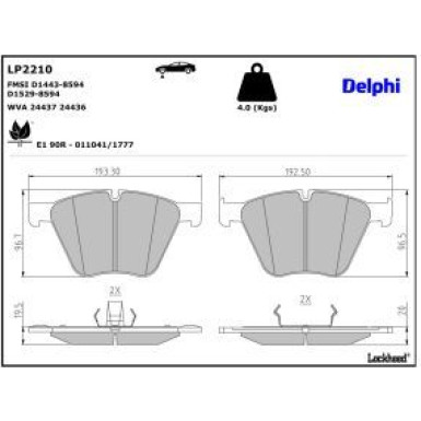 Delphi Bremsbelagsatz, Scheibenbremse LP2210