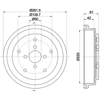 8DT 355 302-981 Bremstrommel