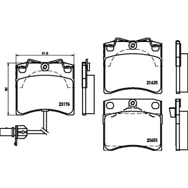 Hella | Bremsbelagsatz, Scheibenbremse | 8DB 355 018-521
