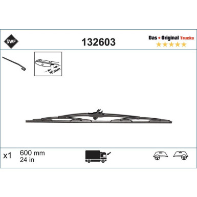SWF Wischblatt Scheibenwischer DAS ORIGINAL TRUCKS 132603