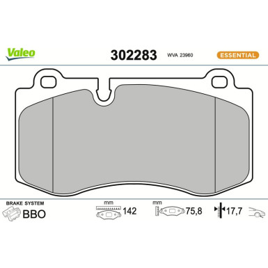 Valeo | Bremsbelagsatz, Scheibenbremse | 302283