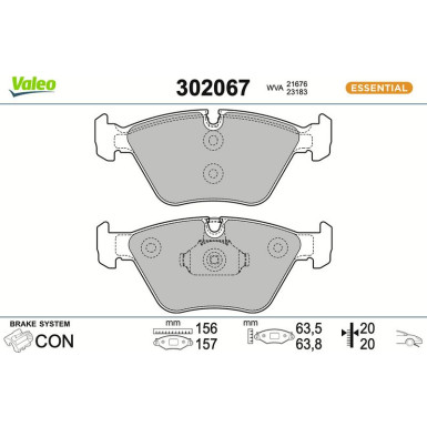 Valeo | Bremsbelagsatz, Scheibenbremse | 302067
