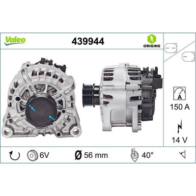 439944 Generator VALEO ORIGINS - NEW O.E. TECHNOLOGIE