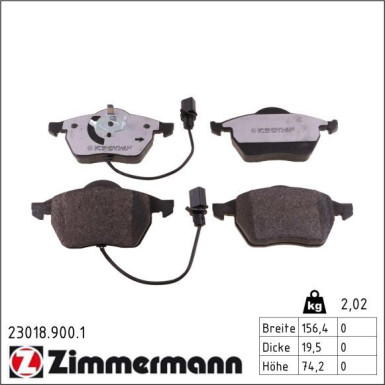 Zimmermann Bremsbelagsatz, Scheibenbremse rd:z 23018.900.1 Zimmermann Bremsbelagsatz, Scheibenbremse rd:z 23018.900.1