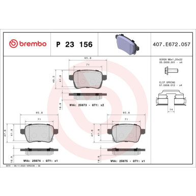 Brembo Bremsbelagsatz, Scheibenbremse PRIME LINE P 23 156