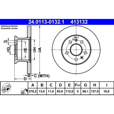 ATE | Bremsscheibe | 24.0113-0132.1