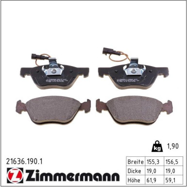 Zimmermann Bremsbelagsatz, Scheibenbremse 21636.190.1