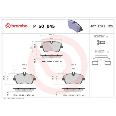 Brembo Bremsbelagsatz, Scheibenbremse PRIME LINE P 50 045