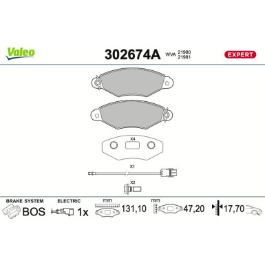 302674A Bremsbelagsatz, Scheibenbremse EXPERT