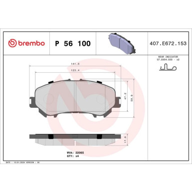 Brembo Bremsbelagsatz, Scheibenbremse PRIME LINE P 56 100