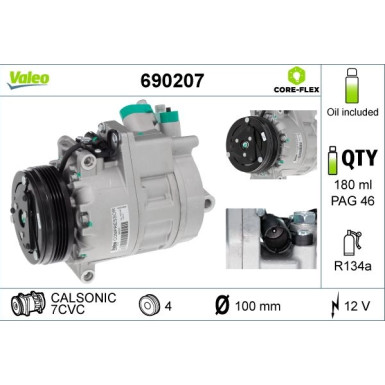690207 Kompressor, Klimaanlage VALEO CORE-FLEX