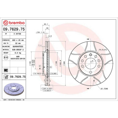 09.7629.75 Bremsscheibe XTRA LINE - Max 09.7629.75 Bremsscheibe XTRA LINE - Max