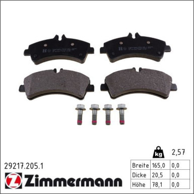 Zimmermann Bremsbelagsatz, Scheibenbremse 29217.205.1