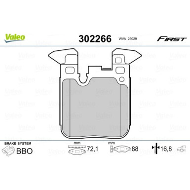 Valeo | Bremsbelagsatz, Scheibenbremse | 302266