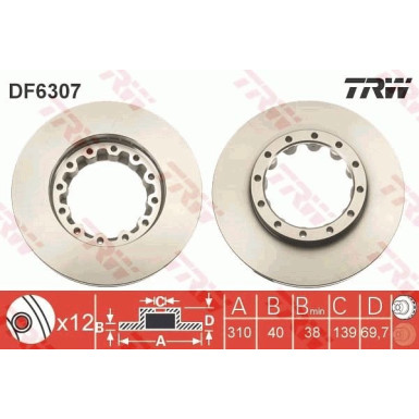 TRW | Bremsscheibe | DF6307S