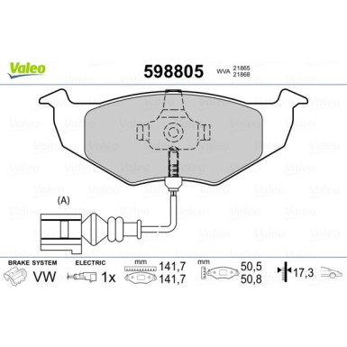 Valeo | Bremsbelagsatz, Scheibenbremse | 598805