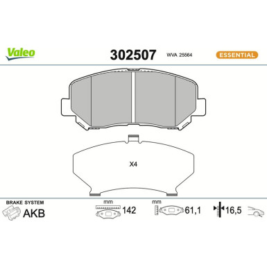 Valeo | Bremsbelagsatz, Scheibenbremse | 302507