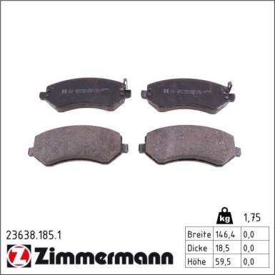 Zimmermann Bremsbelagsatz, Scheibenbremse 23638.185.1