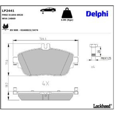 Delphi Bremsbelagsatz, Scheibenbremse LP2441