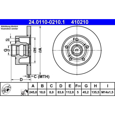 ATE | Bremsensatz, Scheibenbremse | 24.0110-0210.1 + 13.0460-2820.2