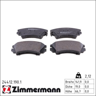 Zimmermann Bremsbelagsatz, Scheibenbremse 24412.190.1