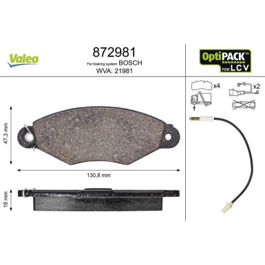 Valeo Bremsbelagsatz, Scheibenbremse OPTIPACK for LCV 872981