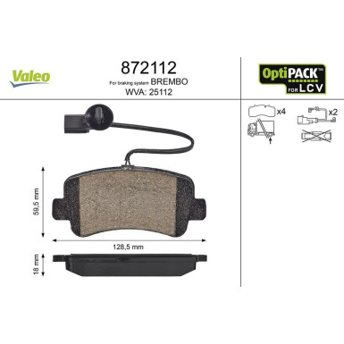 Valeo Bremsbelagsatz, Scheibenbremse OPTIPACK for LCV 872112