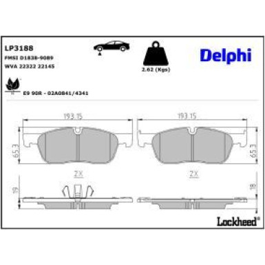 Delphi Bremsbelagsatz, Scheibenbremse LP3188
