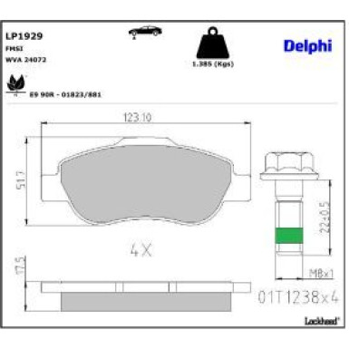 Delphi Bremsbelagsatz, Scheibenbremse LP1929