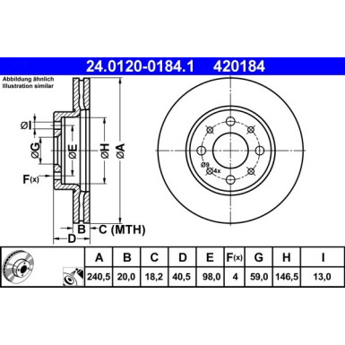 ATE | Bremsensatz, Scheibenbremse | 24.0120-0184.1 + 13.0460-3846.2