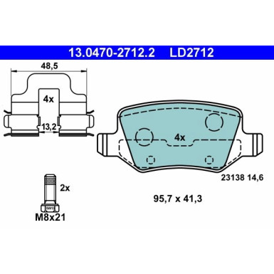 Bremsbelagsatz, Scheibenbremse ATE Ceramic 13.0470-2712.2