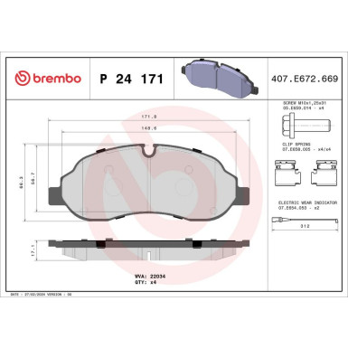 Brembo Bremsbelagsatz, Scheibenbremse PRIME LINE P 24 171