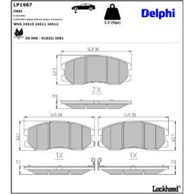 Delphi Bremsbelagsatz, Scheibenbremse LP1987