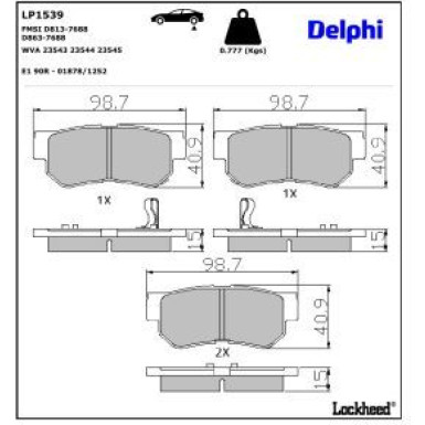 Delphi Bremsbelagsatz, Scheibenbremse LP1539