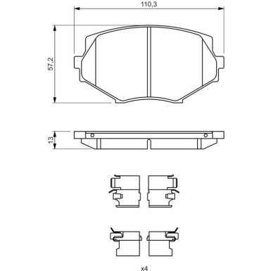 BOSCH Bremsbelagsatz, Scheibenbremse 0 986 494 655