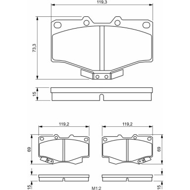BOSCH Bremsbelagsatz, Scheibenbremse 0 986 424 268