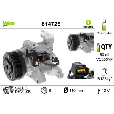 814729 Kompressor, Klimaanlage VALEO ORIGINS - NEW O.E. TECHNOLOGIE