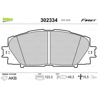 Valeo | Bremsbelagsatz, Scheibenbremse | 302334