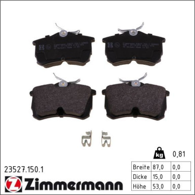 Zimmermann Bremsbelagsatz, Scheibenbremse 23527.150.1