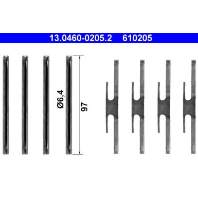 13.0460-0205.2 Zubehörsatz, Scheibenbremsbelag