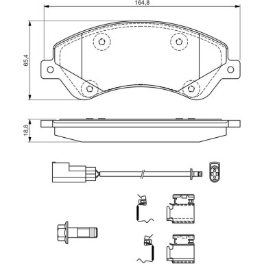 BOSCH Bremsbelagsatz, Scheibenbremse 0 986 494 613