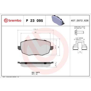 Brembo Bremsbelagsatz, Scheibenbremse PRIME LINE P 23 095