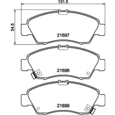 Hella | Bremsbelagsatz, Scheibenbremse | 8DB 355 016-521