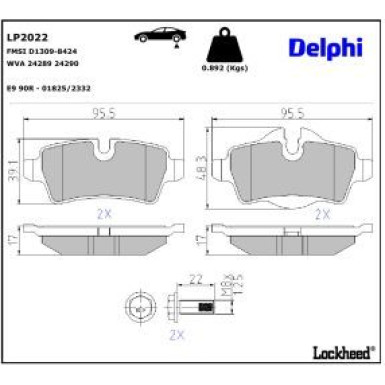 Delphi Bremsbelagsatz, Scheibenbremse LP2022