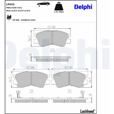 Delphi | Bremsbelagsatz, Scheibenbremse | LP633 Delphi | Bremsbelagsatz, Scheibenbremse | LP633