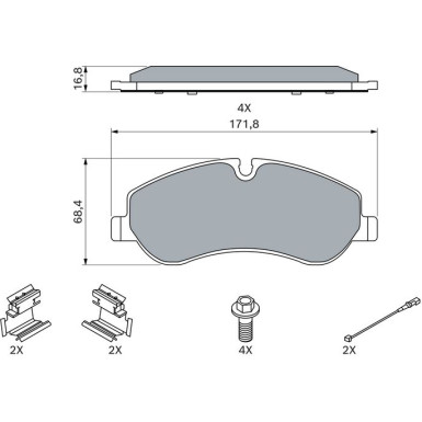 BOSCH Bremsbelagsatz, Scheibenbremse 0 986 494 844