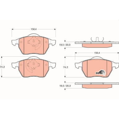 TRW Bremsbelagsatz, Scheibenbremse COTEC GDB1200