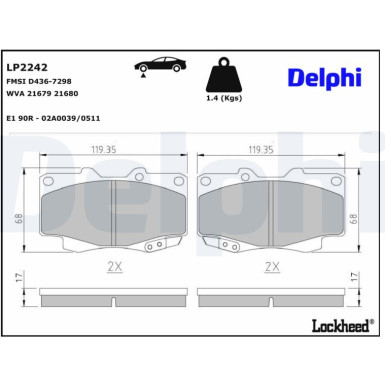 LP2242 Bremsbelagsatz, Scheibenbremse
