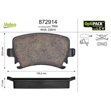 872914 Bremsbelagsatz, Scheibenbremse OPTIPACK for LCV