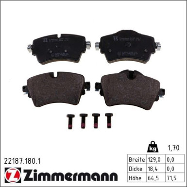 Zimmermann Bremsbelagsatz, Scheibenbremse 22187.180.1